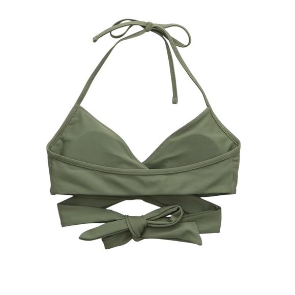 NWT! Aerie Wrap Halter Wraparound Bikini Top in Olive Green - Size Small - Picture 5 of 9